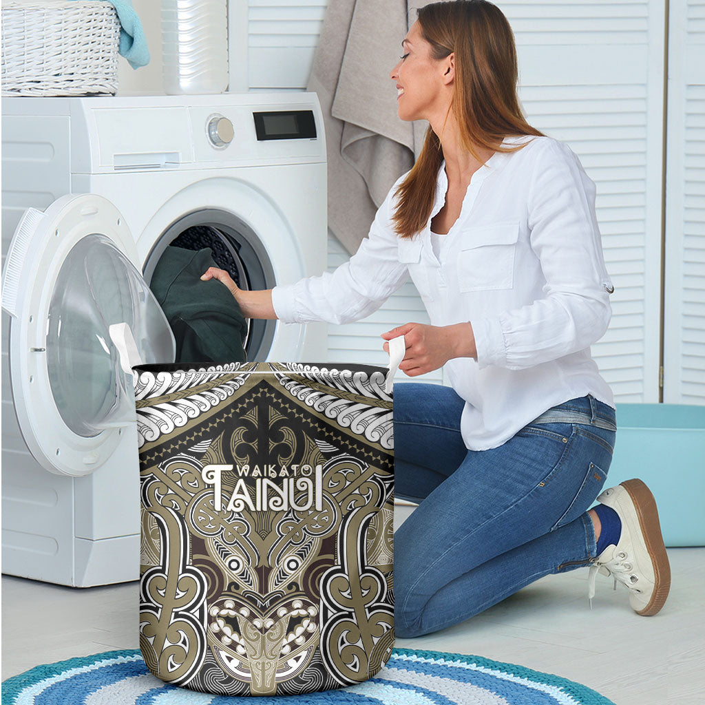 Aotearoa Iwi Waikato Tainui Laundry Basket Maori Kowhaiwhai Pattern