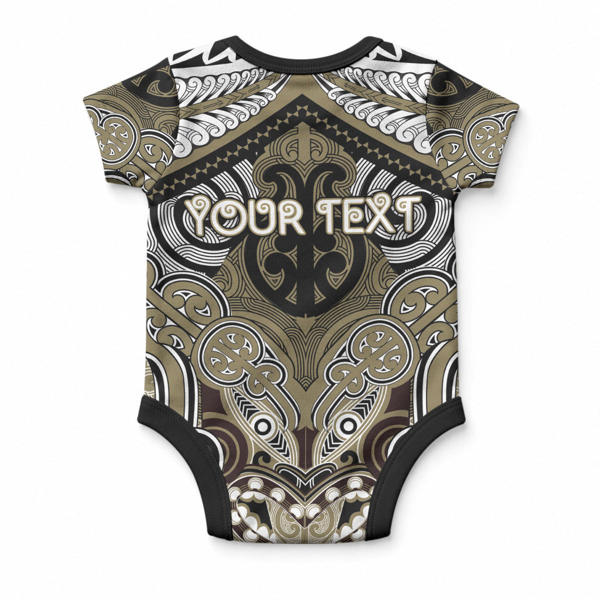 Aotearoa Iwi Waikato Tainui Personalised Baby Onesie Maori Kowhaiwhai Pattern