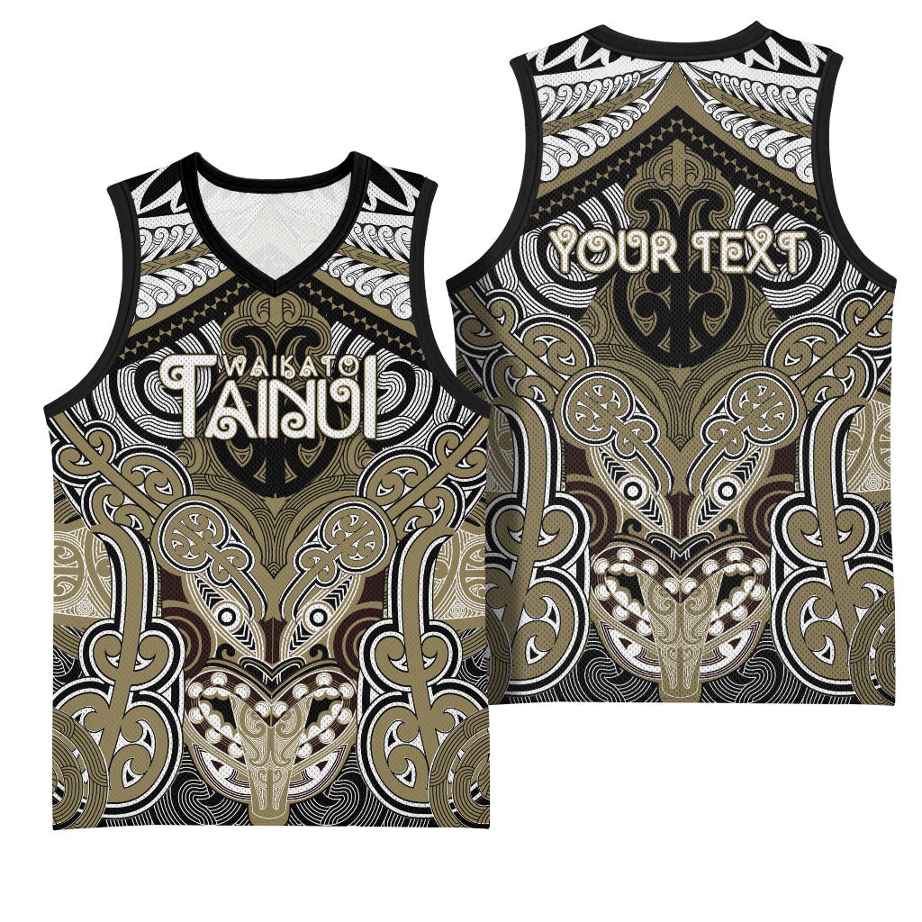 Aotearoa Iwi Waikato Tainui Personalised Basketball Jersey Maori Kowhaiwhai Pattern