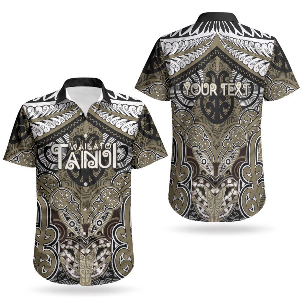 Aotearoa Iwi Waikato Tainui Personalised Couples Matching Off Shoulder Maxi Dress and Hawaiian Shirt Maori Kowhaiwhai Pattern