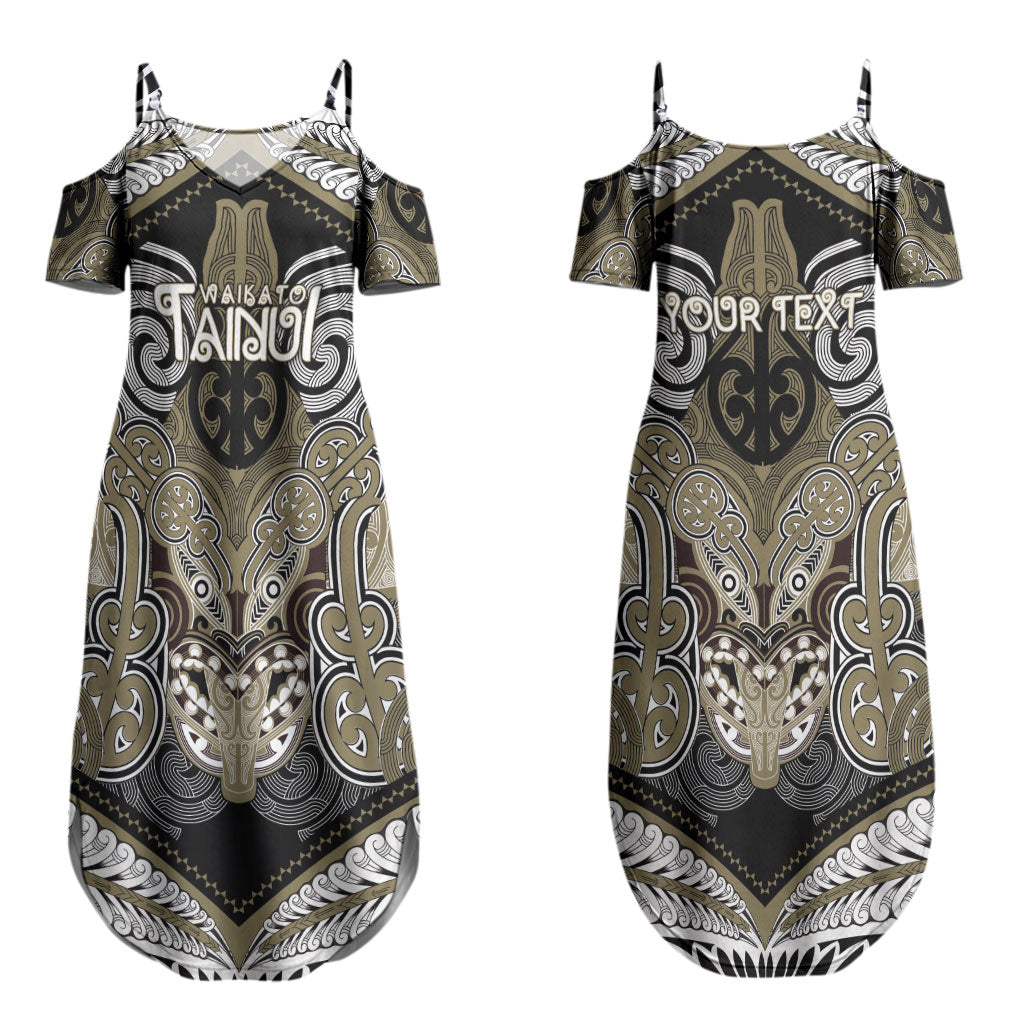 Aotearoa Iwi Waikato Tainui Personalised Couples Matching Summer Maxi Dress and Hawaiian Shirt Maori Kowhaiwhai Pattern