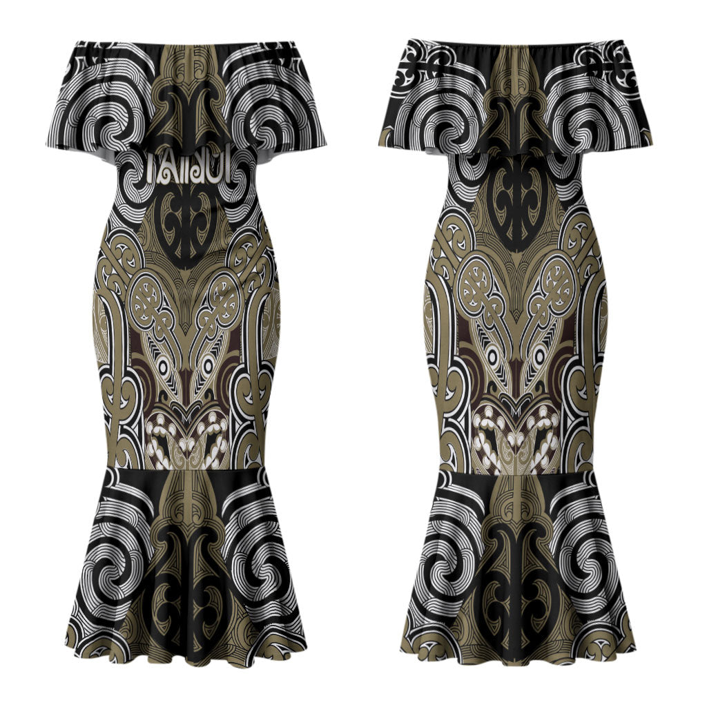 Aotearoa Iwi Waikato Tainui Personalised Family Matching Mermaid Dress and Hawaiian Shirt Maori Kowhaiwhai Pattern