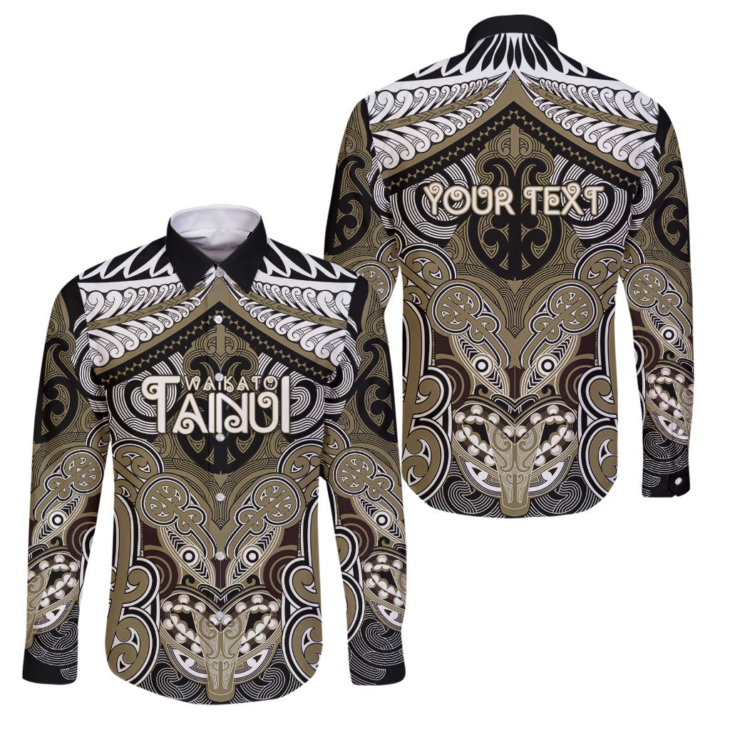 Aotearoa Iwi Waikato Tainui Personalised Family Matching Off The Shoulder Long Sleeve Dress and Hawaiian Shirt Maori Kowhaiwhai Pattern
