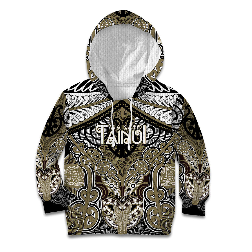Aotearoa Iwi Waikato Tainui Personalised Kid Hoodie Maori Kowhaiwhai Pattern