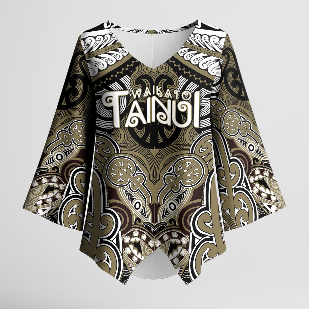 Aotearoa Iwi Waikato Tainui Personalised Kimono Sleeve Blouse Maori Kowhaiwhai Pattern