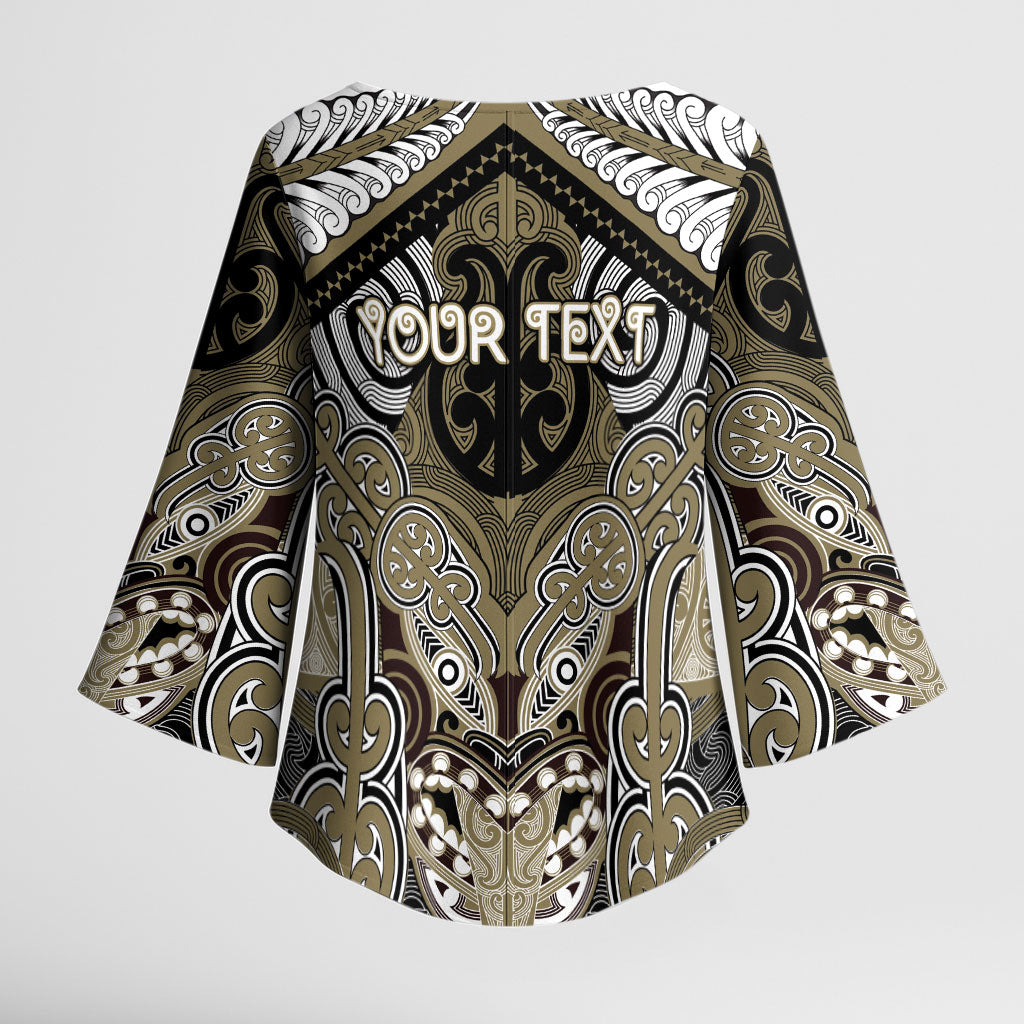 Aotearoa Iwi Waikato Tainui Personalised Kimono Sleeve Blouse Maori Kowhaiwhai Pattern