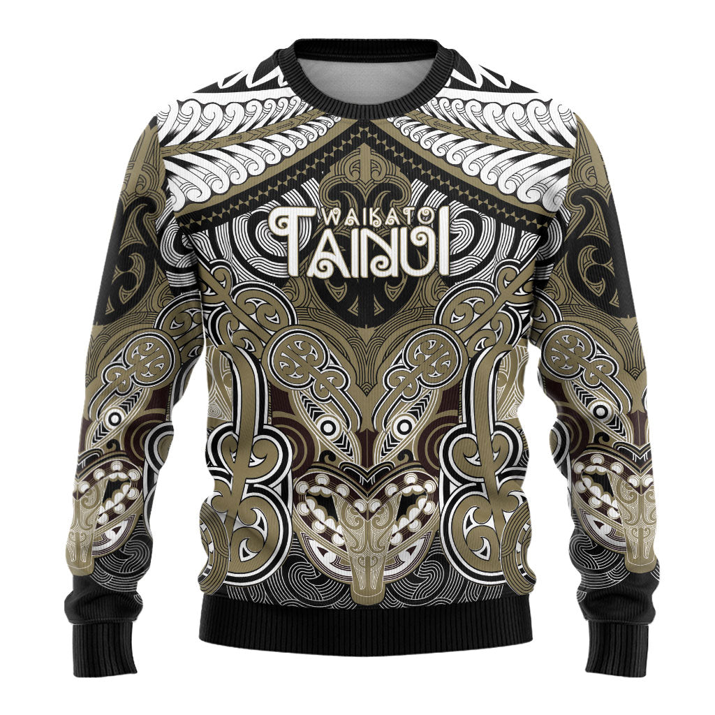 Aotearoa Iwi Waikato Tainui Personalised Ugly Christmas Sweater Maori Kowhaiwhai Pattern