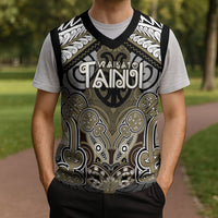 Aotearoa Iwi Waikato Tainui Personalised Christmas Knitted V-Neck Vest Maori Kowhaiwhai Pattern