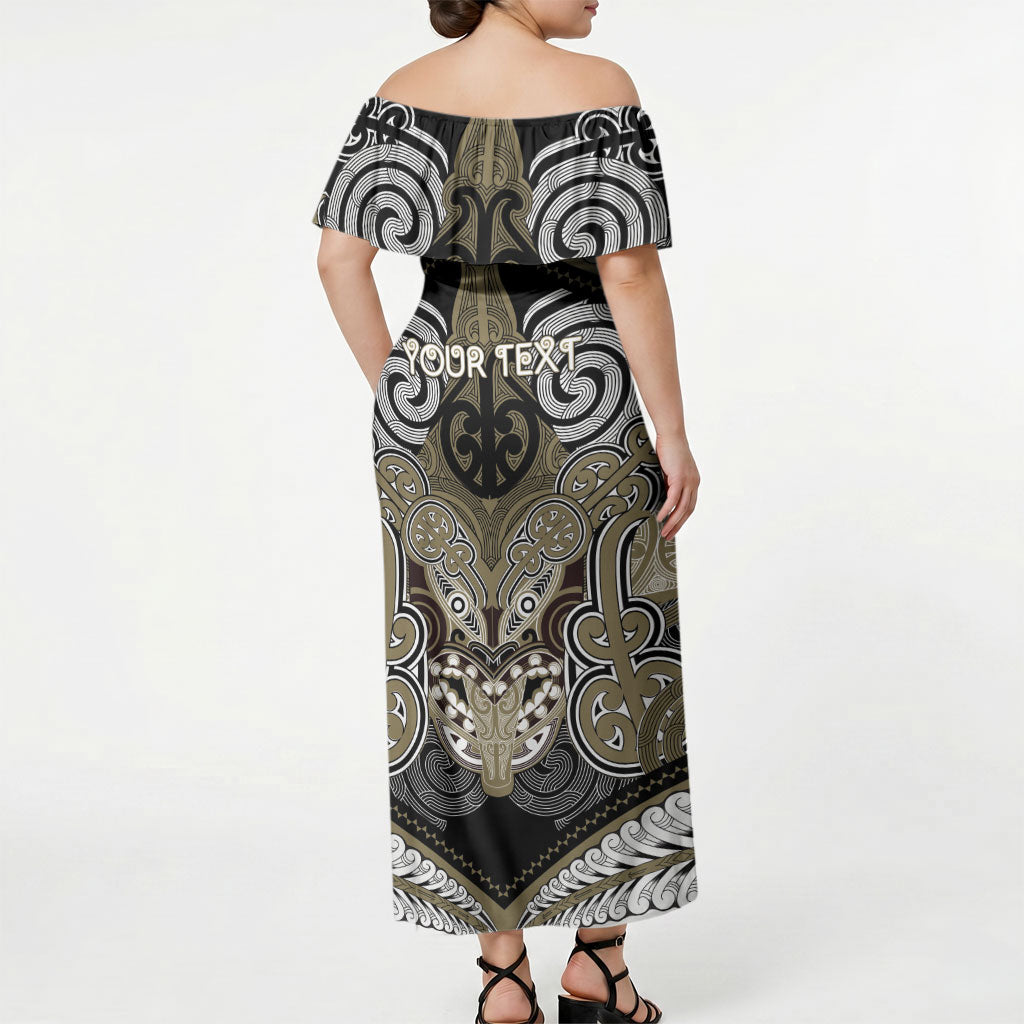 Aotearoa Iwi Waikato Tainui Personalised Off Shoulder Maxi Dress Maori Kowhaiwhai Pattern