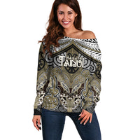 Aotearoa Iwi Waikato Tainui Personalised Off Shoulder Sweater Maori Kowhaiwhai Pattern