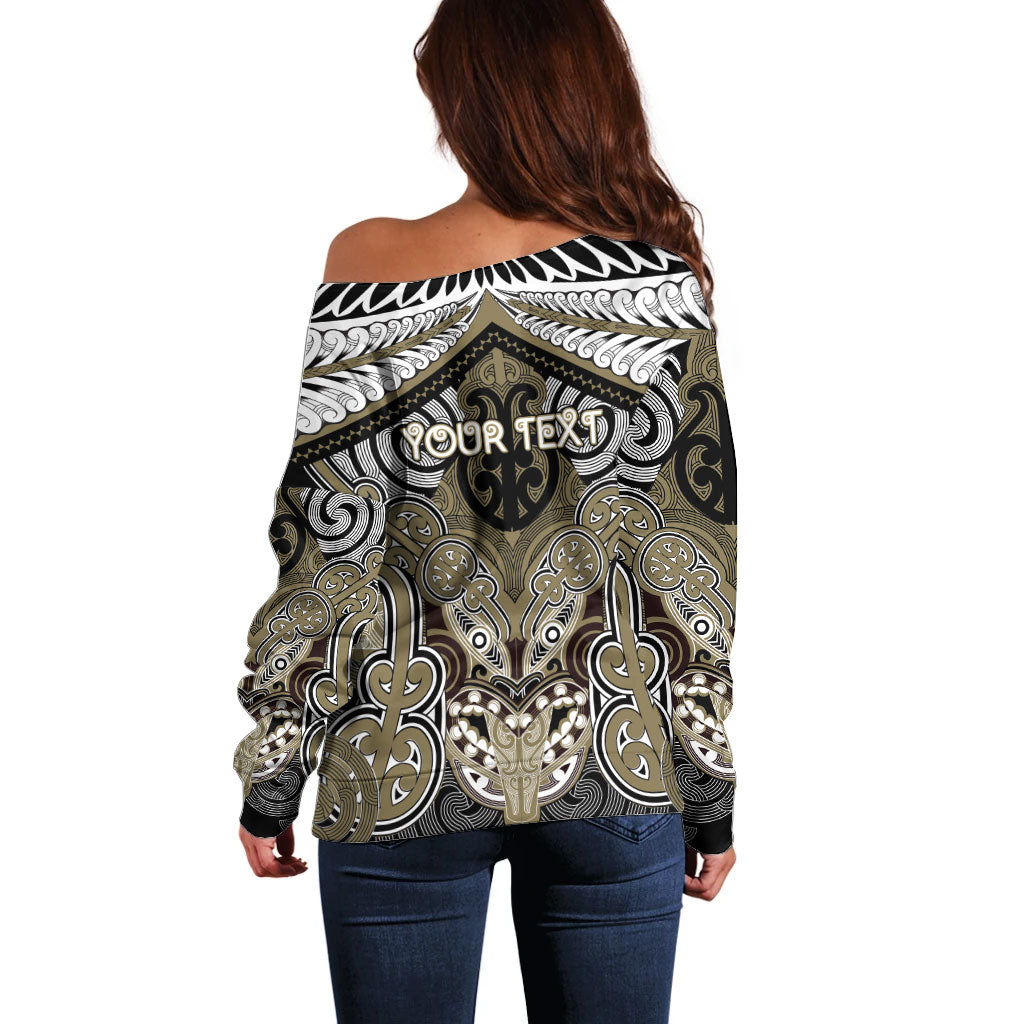 Aotearoa Iwi Waikato Tainui Personalised Off Shoulder Sweater Maori Kowhaiwhai Pattern