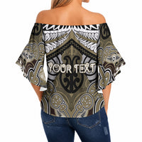 Aotearoa Iwi Waikato Tainui Personalised Off Shoulder Wrap Waist Top Maori Kowhaiwhai Pattern