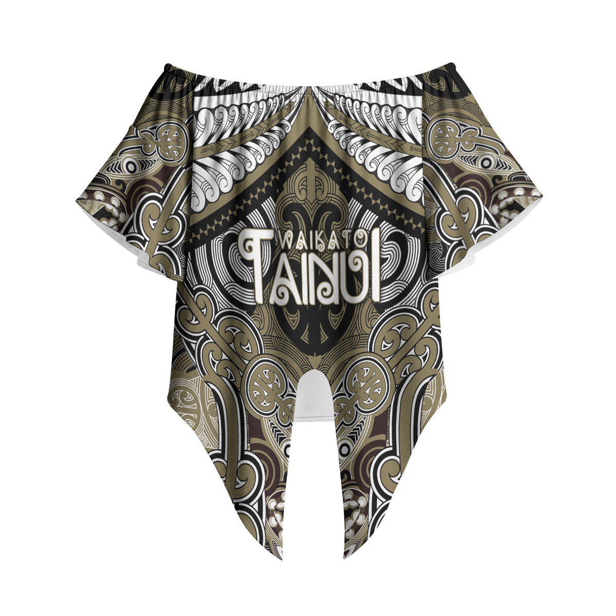 Aotearoa Iwi Waikato Tainui Personalised Off Shoulder Wrap Waist Top Maori Kowhaiwhai Pattern