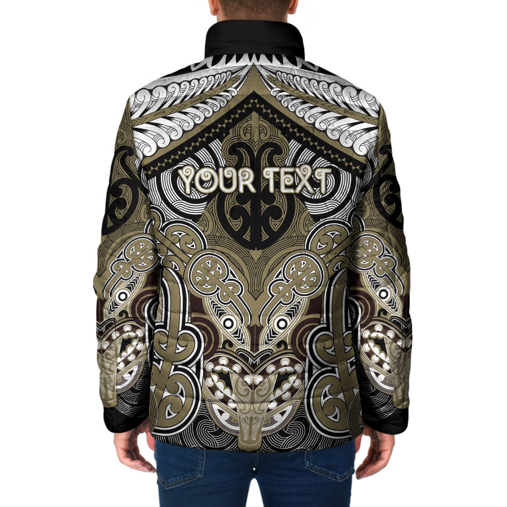 Aotearoa Iwi Waikato Tainui Personalised Padded Jacket Maori Kowhaiwhai Pattern