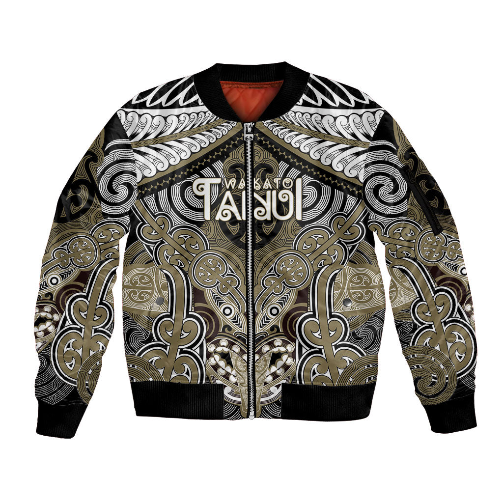 Aotearoa Iwi Waikato Tainui Personalised Sleeve Zip Bomber Jacket Maori Kowhaiwhai Pattern