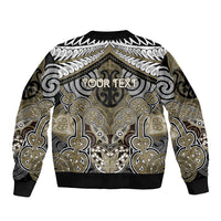 Aotearoa Iwi Waikato Tainui Personalised Sleeve Zip Bomber Jacket Maori Kowhaiwhai Pattern