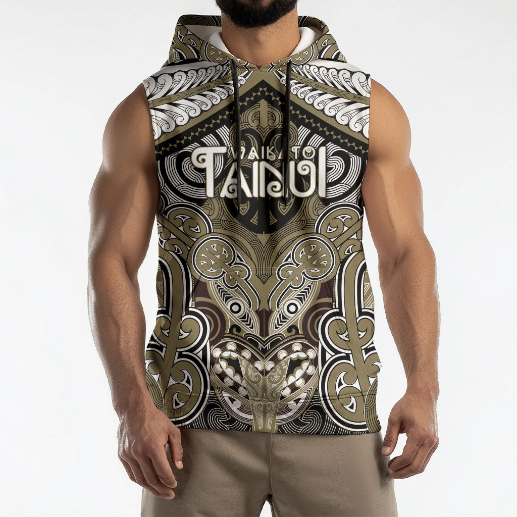 Aotearoa Iwi Waikato Tainui Personalised Sleeveless Hoodie Maori Kowhaiwhai Pattern