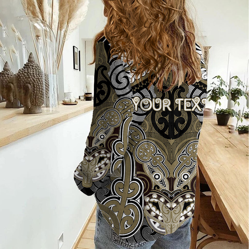 Aotearoa Iwi Waikato Tainui Personalised Women Casual Shirt Maori Kowhaiwhai Pattern