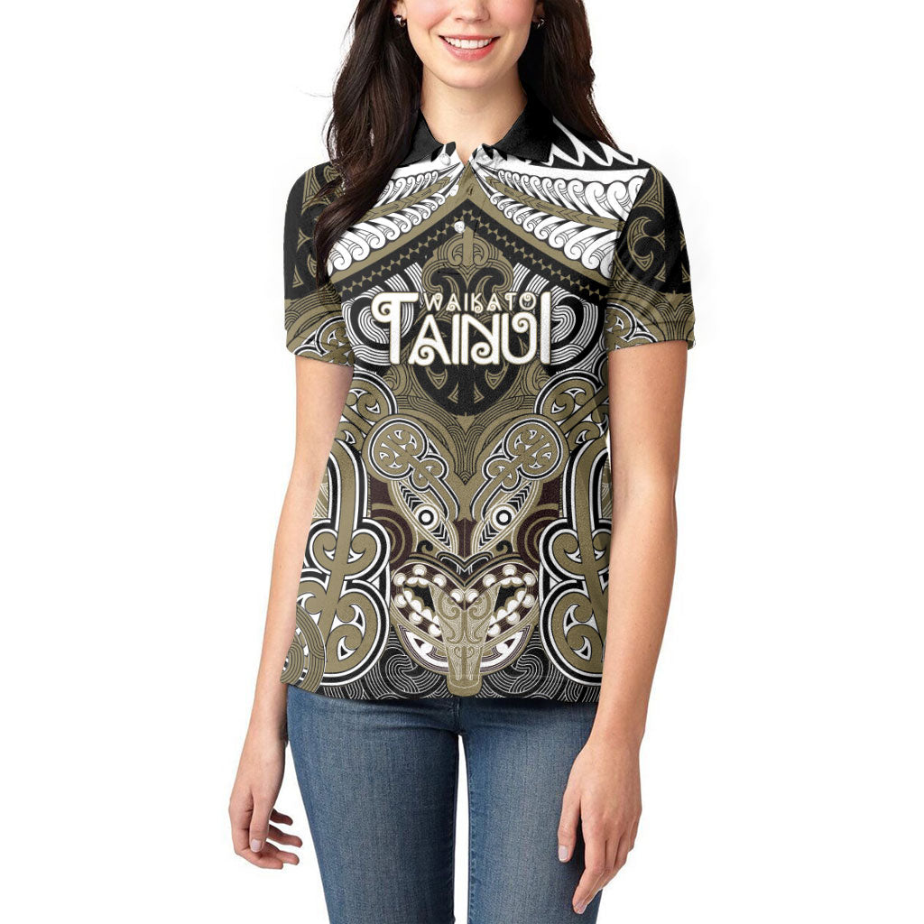 Aotearoa Iwi Waikato Tainui Personalised Women Polo Shirt Maori Kowhaiwhai Pattern