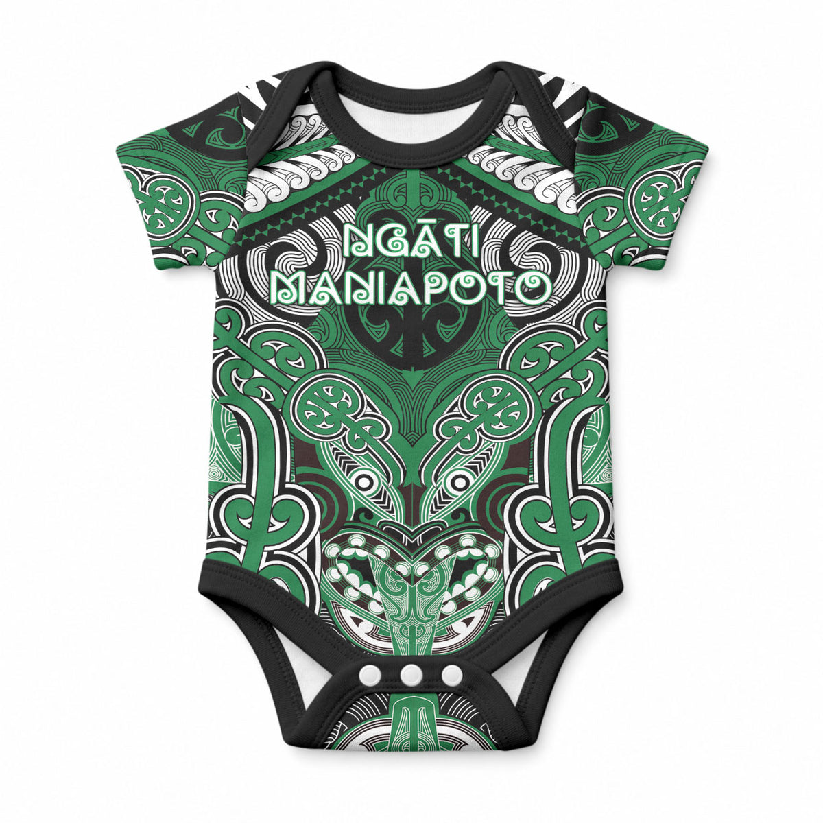Aotearoa Iwi Ngati Maniapoto Personalised Baby Onesie Maori Kowhaiwhai Pattern