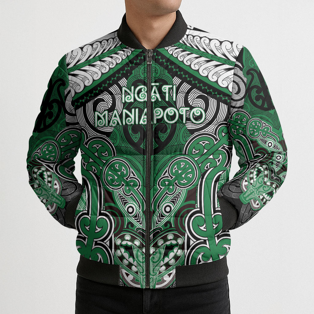 Aotearoa Iwi Ngati Maniapoto Personalised Bomber Puffer Jacket Maori Kowhaiwhai Pattern