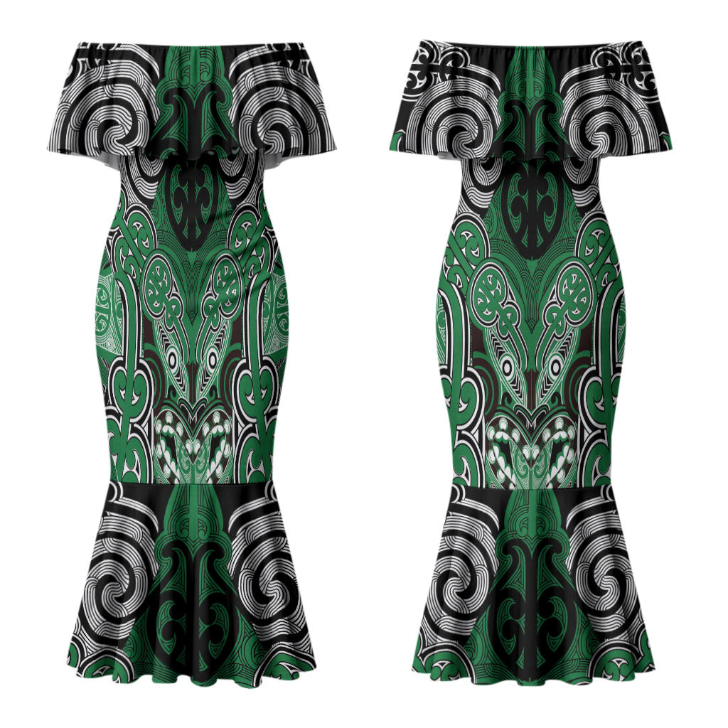 Aotearoa Iwi Ngati Maniapoto Personalised Couples Matching Mermaid Dress and Long Sleeve Button Shirt Maori Kowhaiwhai Pattern