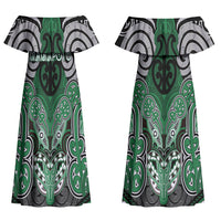Aotearoa Iwi Ngati Maniapoto Personalised Couples Matching Off Shoulder Maxi Dress and Hawaiian Shirt Maori Kowhaiwhai Pattern