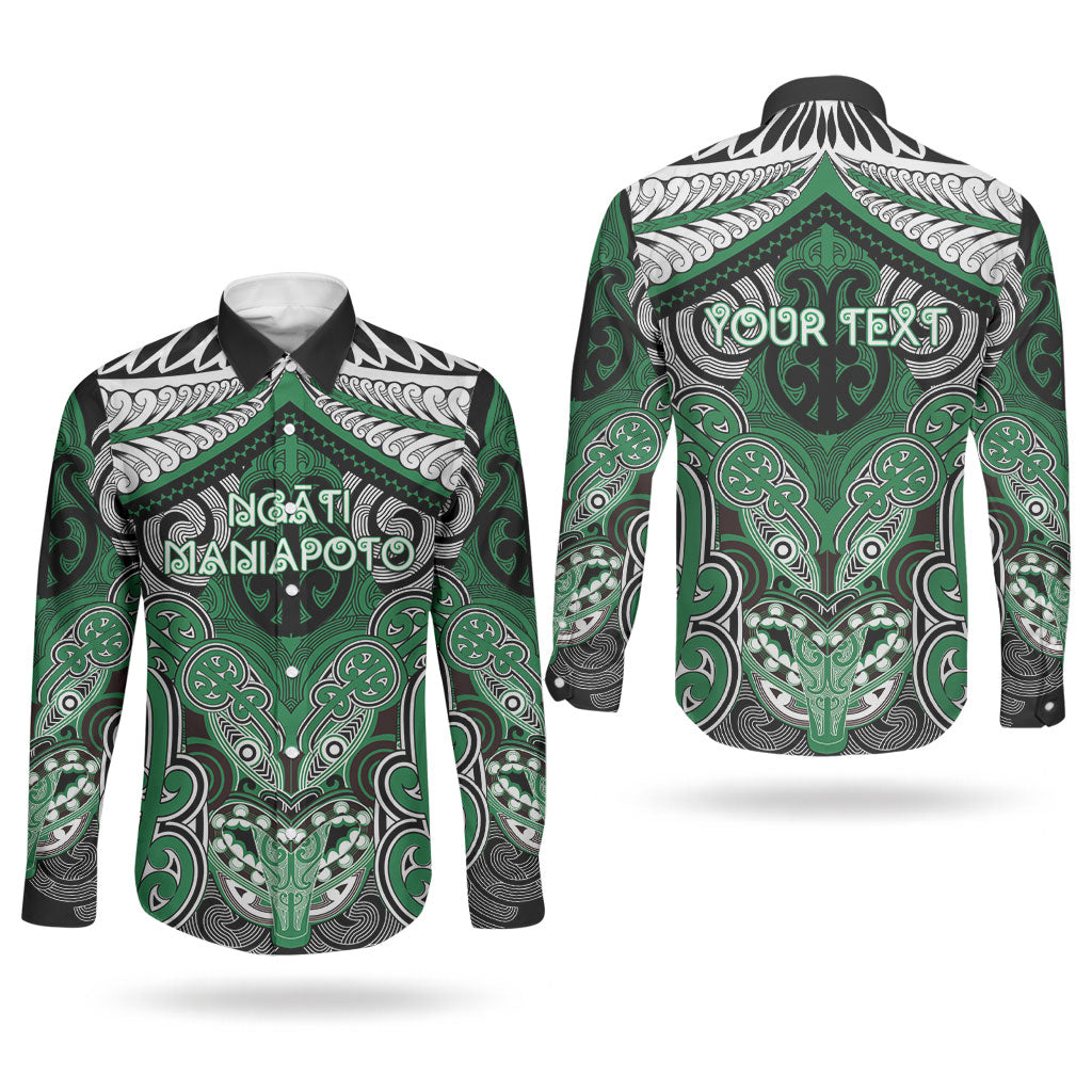 Aotearoa Iwi Ngati Maniapoto Personalised Couples Matching Off The Shoulder Long Sleeve Dress and Long Sleeve Button Shirt Maori Kowhaiwhai Pattern