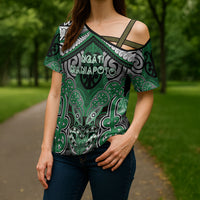 Aotearoa Iwi Ngati Maniapoto Personalised Cross Shoulder Shirt Maori Kowhaiwhai Pattern