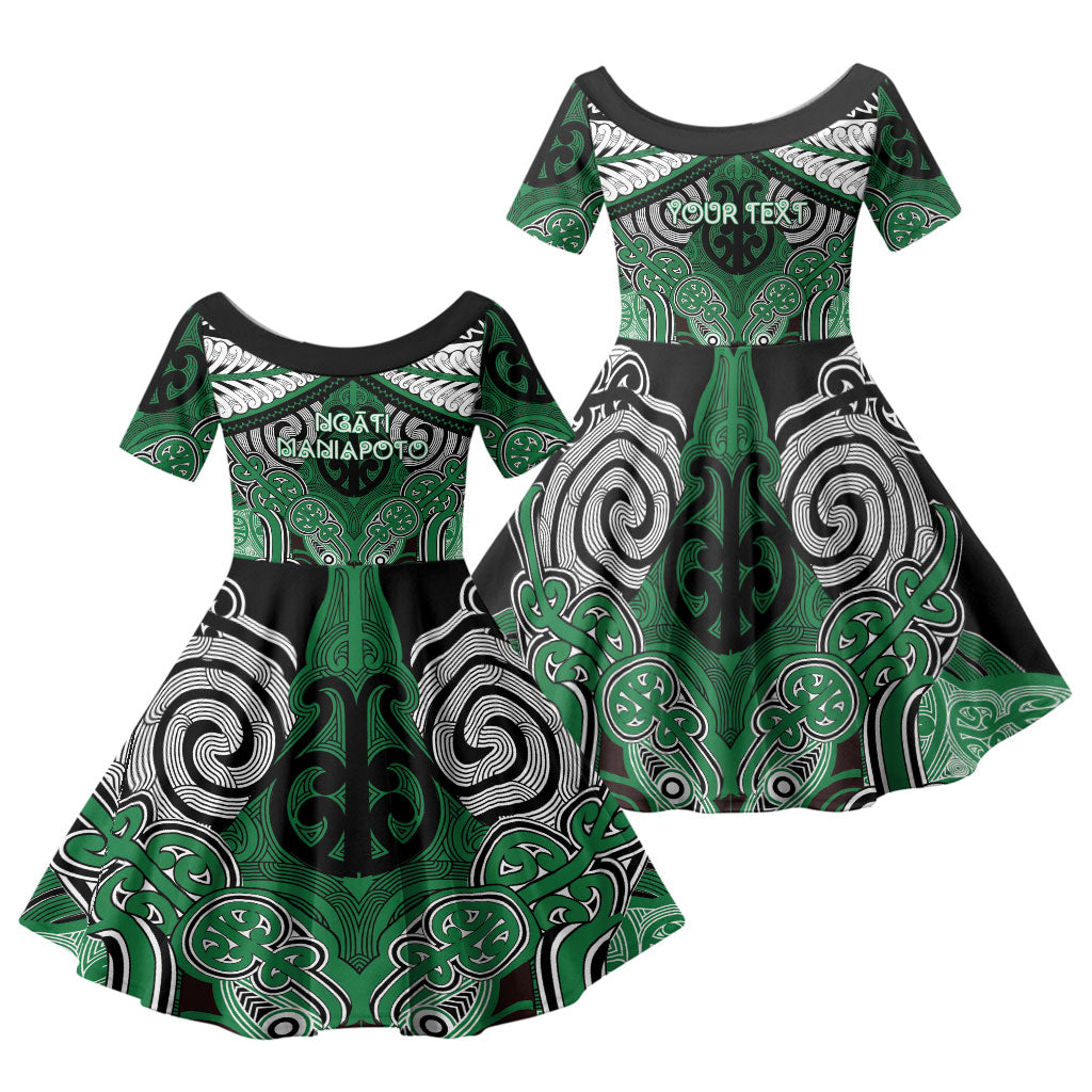 Aotearoa Iwi Ngati Maniapoto Personalised Family Matching Long Sleeve Bodycon Dress and Hawaiian Shirt Maori Kowhaiwhai Pattern