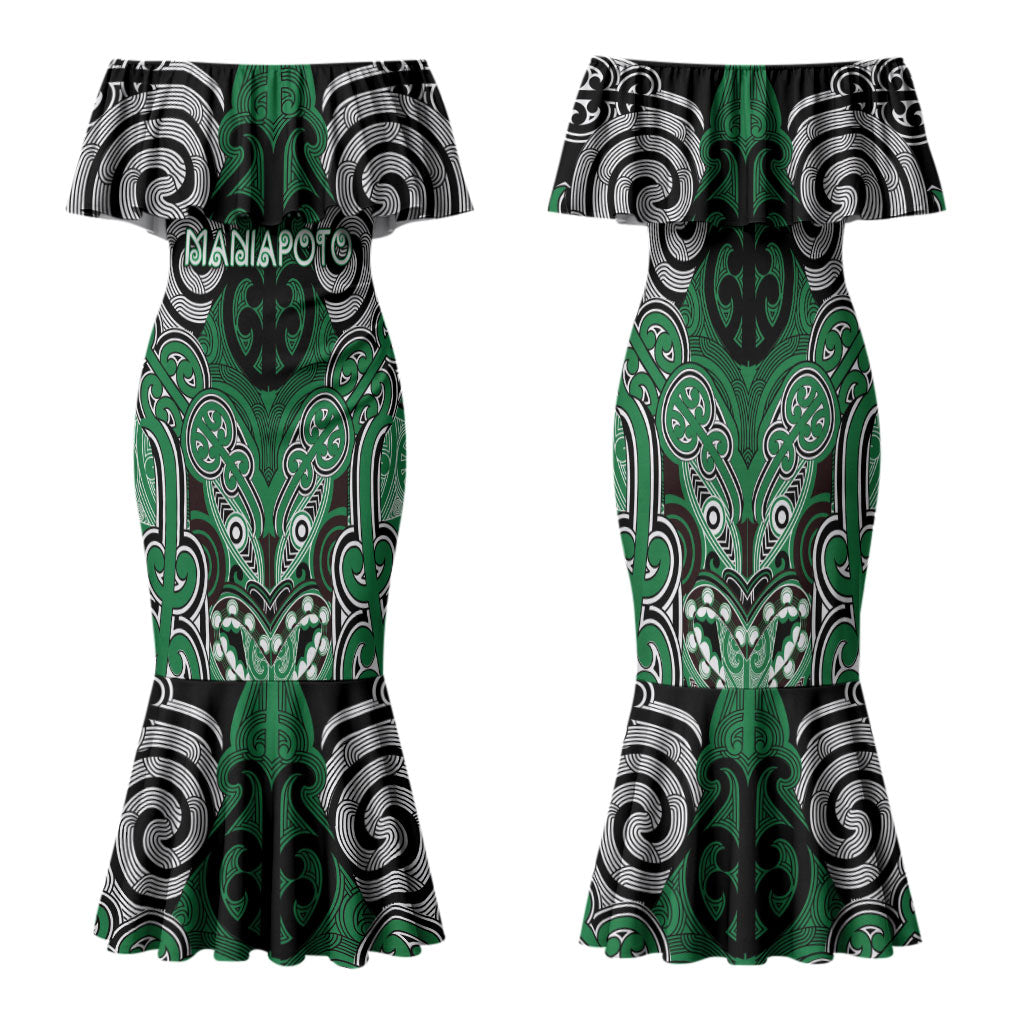 Aotearoa Iwi Ngati Maniapoto Personalised Family Matching Mermaid Dress and Hawaiian Shirt Maori Kowhaiwhai Pattern