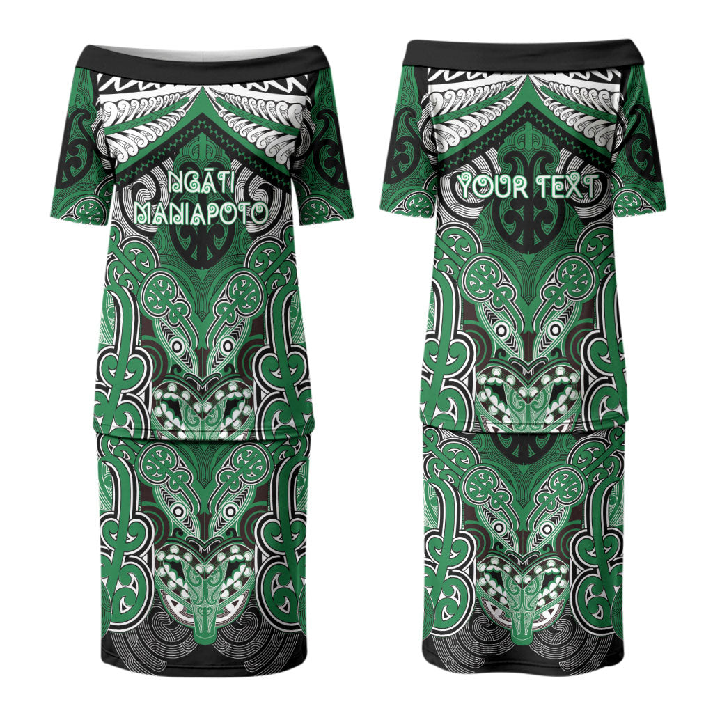 Aotearoa Iwi Ngati Maniapoto Personalised Family Matching Puletasi and Hawaiian Shirt Maori Kowhaiwhai Pattern