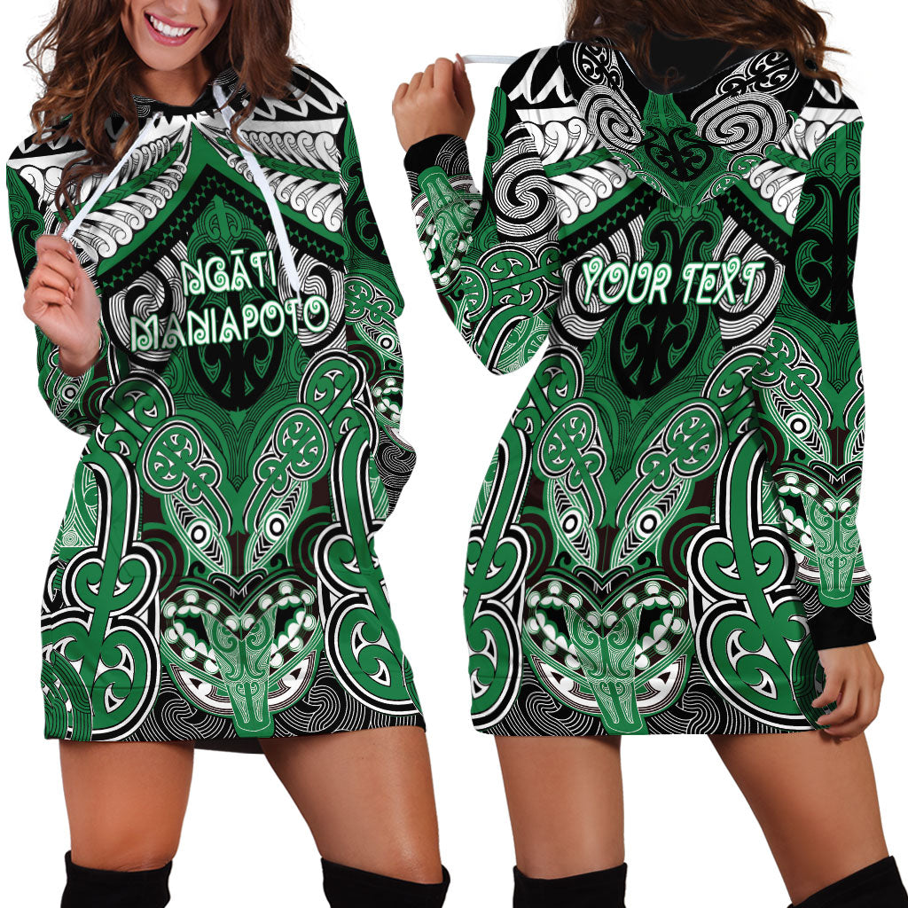 Aotearoa Iwi Ngati Maniapoto Personalised Hoodie Dress Maori Kowhaiwhai Pattern