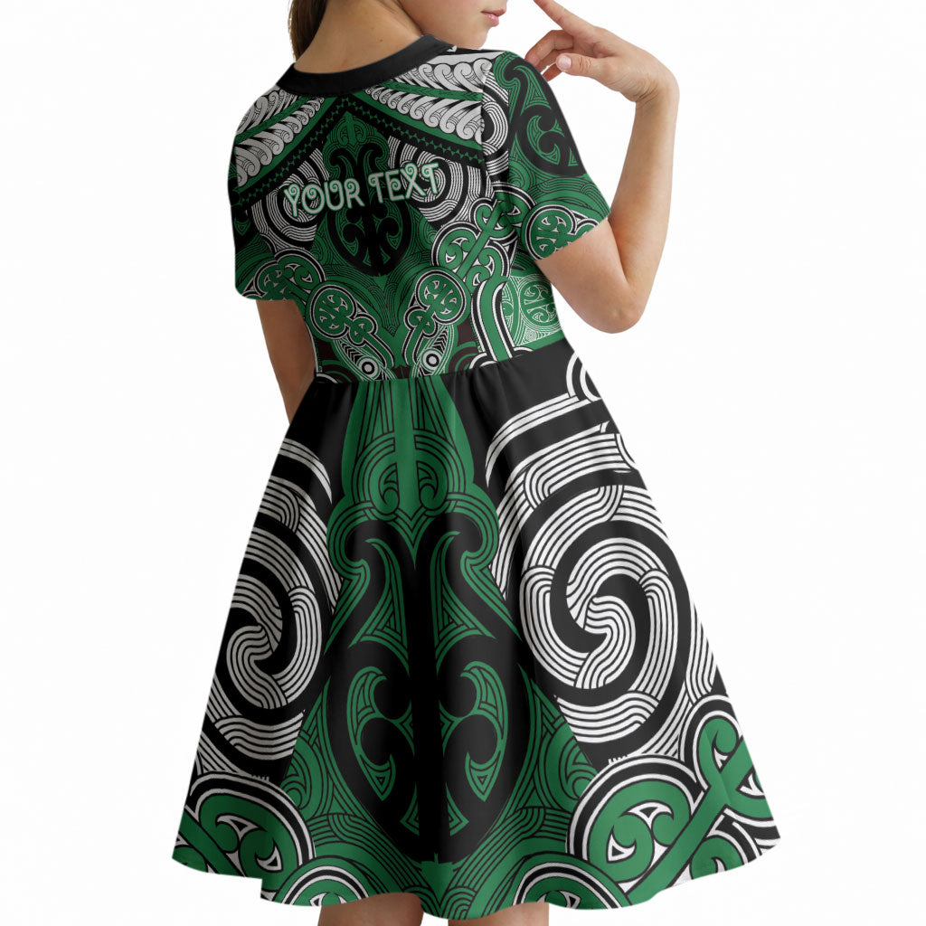 Aotearoa Iwi Ngati Maniapoto Personalised Kid Short Sleeve Dress Maori Kowhaiwhai Pattern