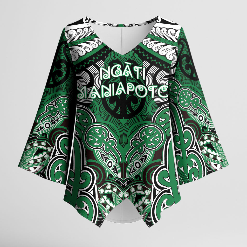 Aotearoa Iwi Ngati Maniapoto Personalised Kimono Sleeve Blouse Maori Kowhaiwhai Pattern