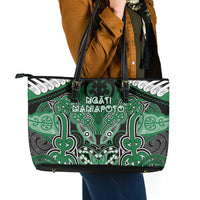Aotearoa Iwi Ngati Maniapoto Leather Tote Bag Maori Kowhaiwhai Pattern