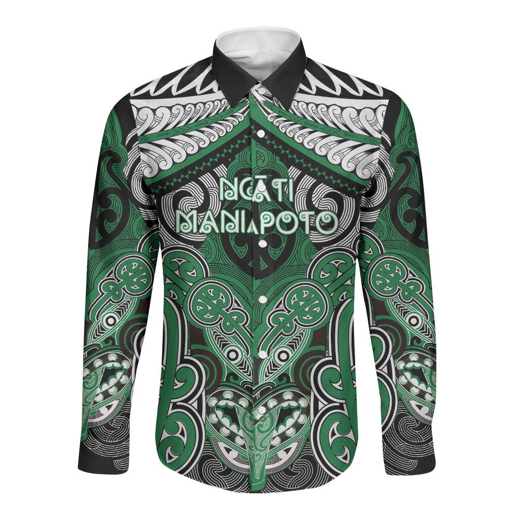 Aotearoa Iwi Ngati Maniapoto Personalised Long Sleeve Button Shirt Maori Kowhaiwhai Pattern