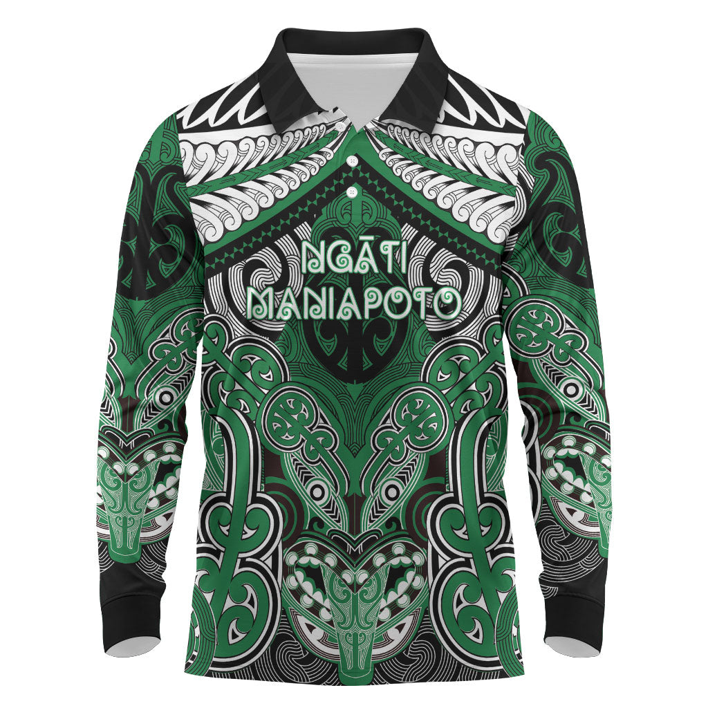 Aotearoa Iwi Ngati Maniapoto Personalised Long Sleeve Polo Shirt Maori Kowhaiwhai Pattern