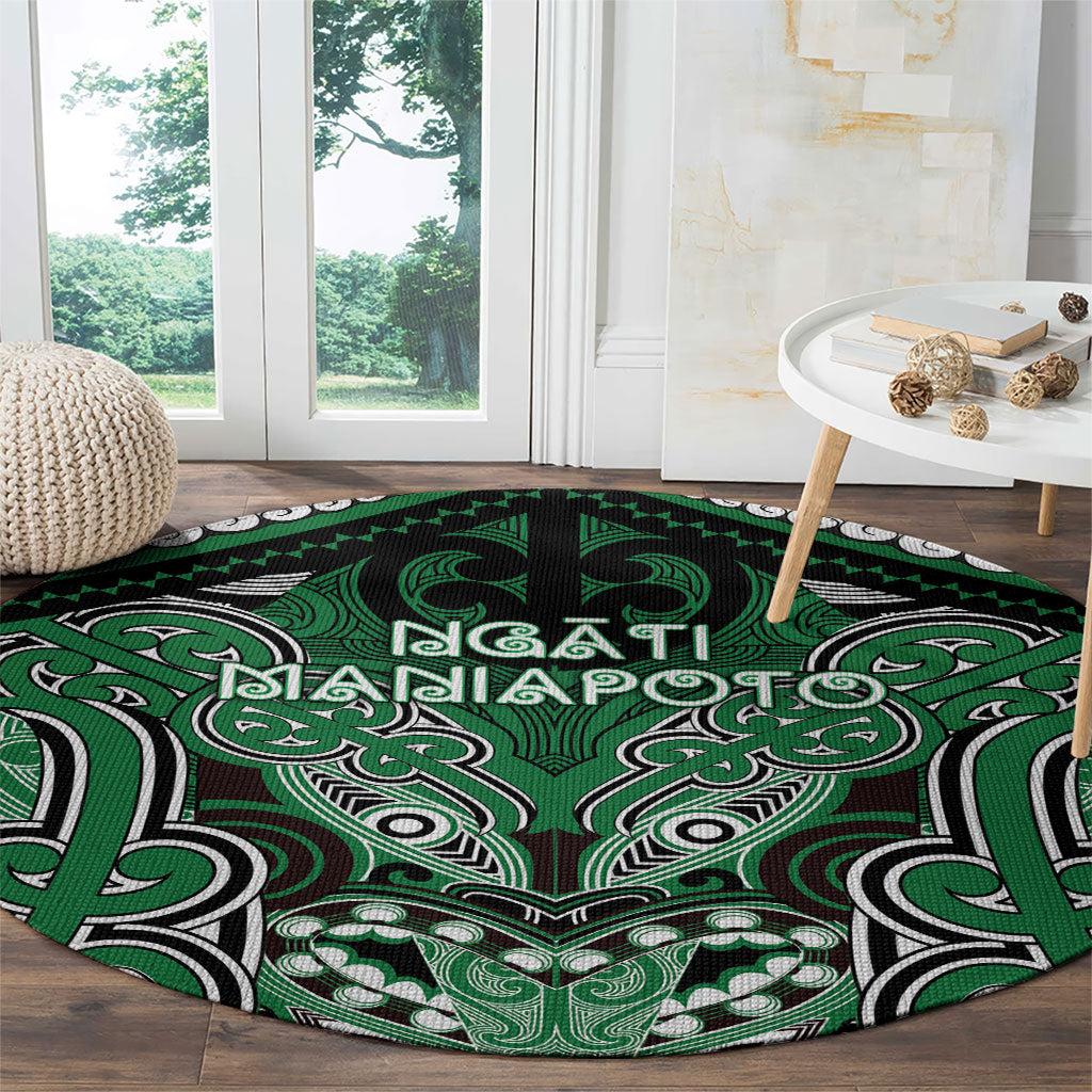 Aotearoa Iwi Ngati Maniapoto Round Carpet Maori Kowhaiwhai Pattern
