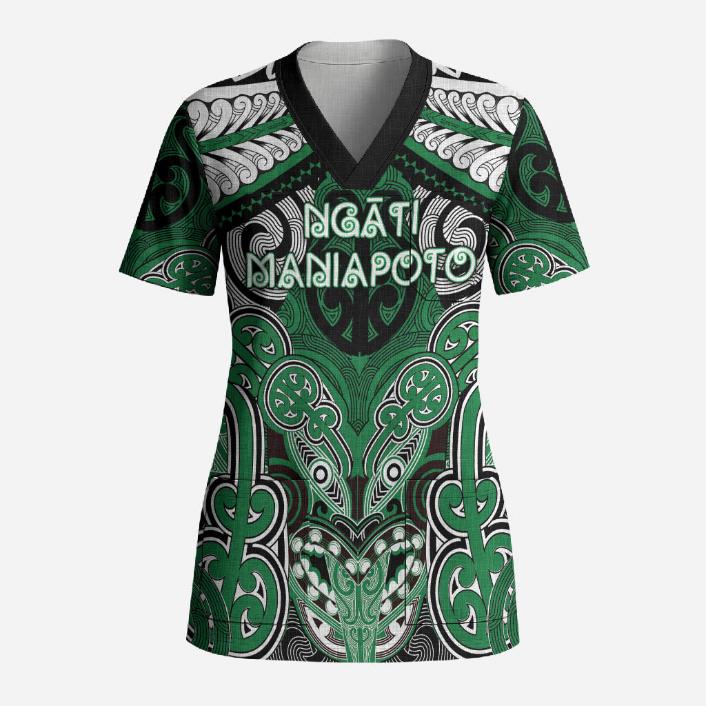 Aotearoa Iwi Ngati Maniapoto Personalised Scrub Top Maori Kowhaiwhai Pattern