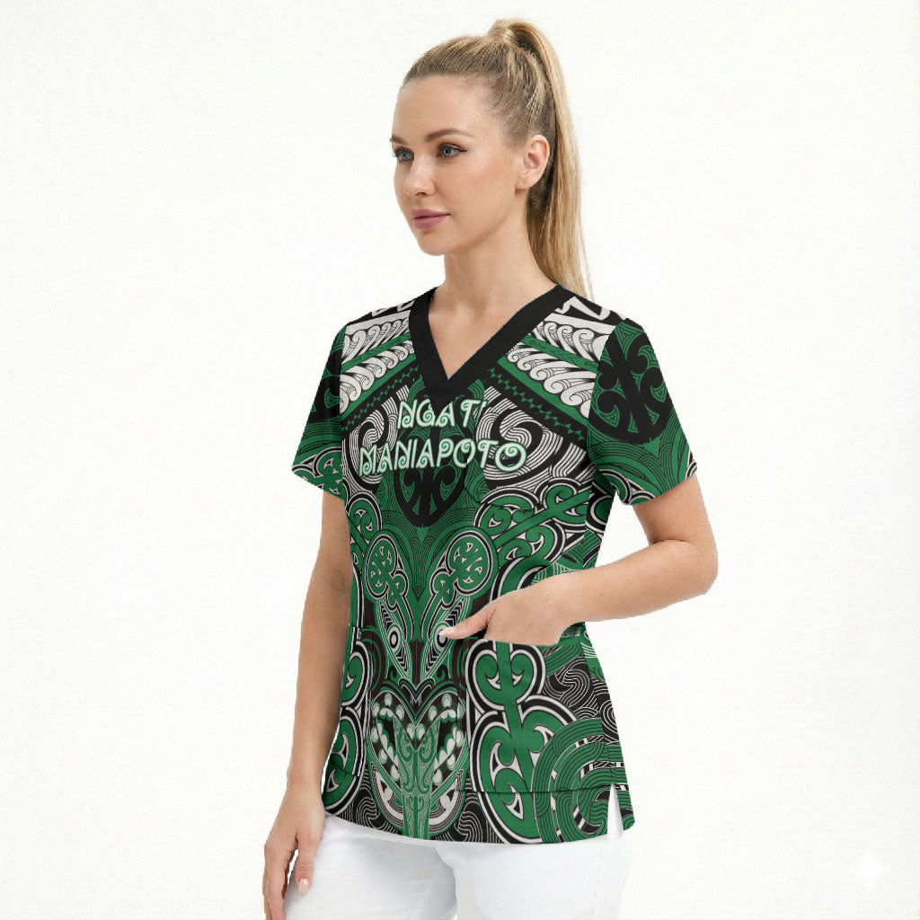 Aotearoa Iwi Ngati Maniapoto Personalised Scrub Top Maori Kowhaiwhai Pattern