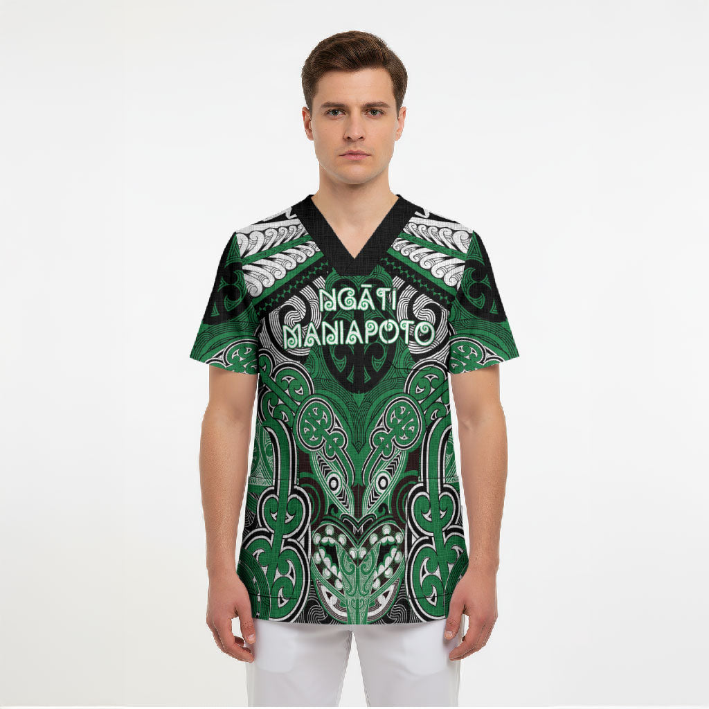 Aotearoa Iwi Ngati Maniapoto Personalised Scrub Top Maori Kowhaiwhai Pattern