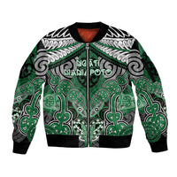 Aotearoa Iwi Ngati Maniapoto Personalised Sleeve Zip Bomber Jacket Maori Kowhaiwhai Pattern
