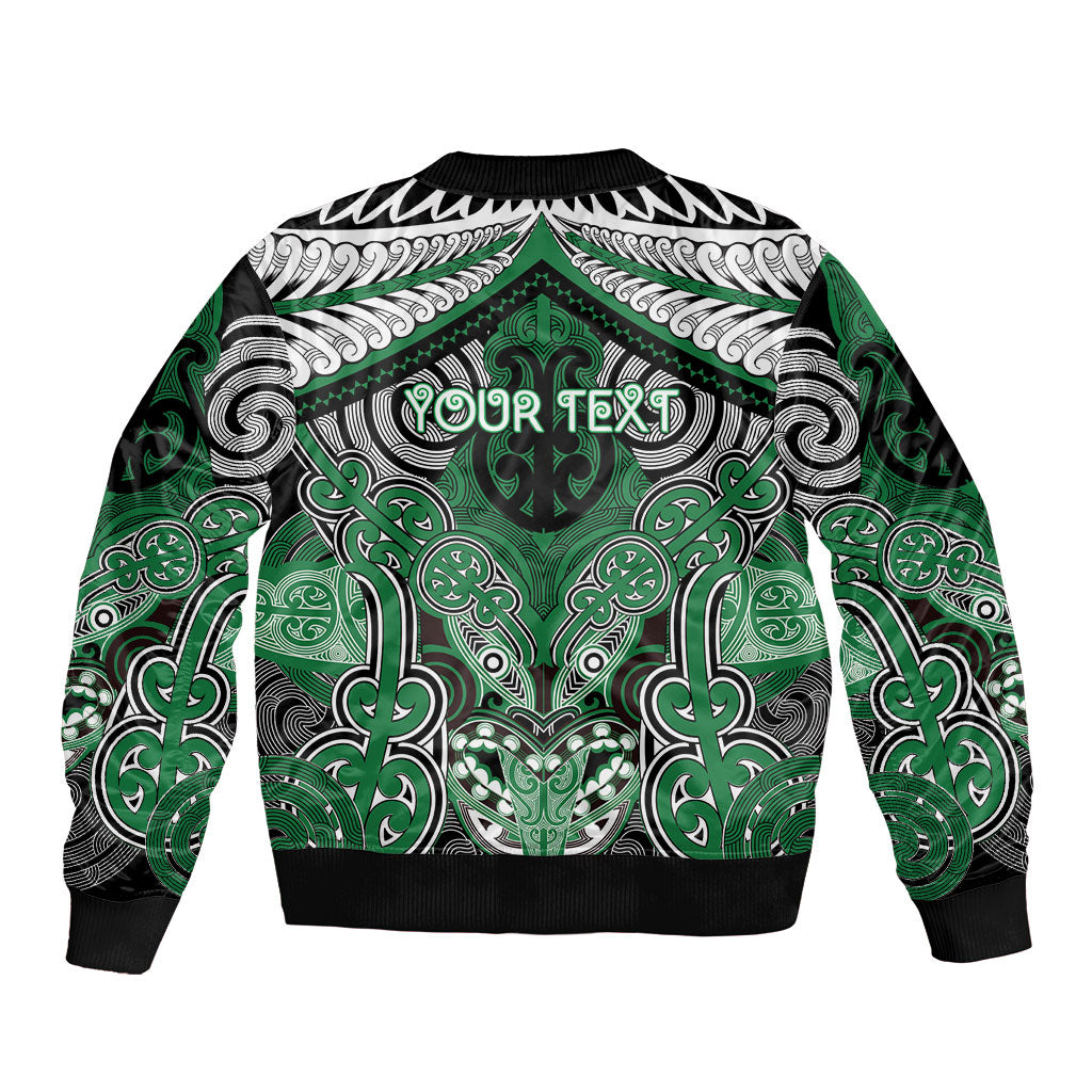 Aotearoa Iwi Ngati Maniapoto Personalised Sleeve Zip Bomber Jacket Maori Kowhaiwhai Pattern