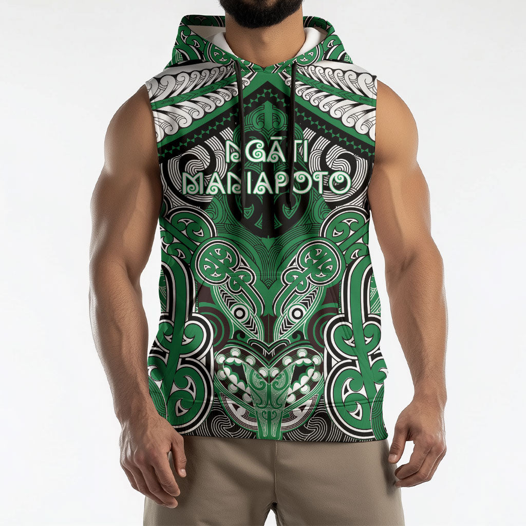 Aotearoa Iwi Ngati Maniapoto Personalised Sleeveless Hoodie Maori Kowhaiwhai Pattern