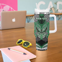 Aotearoa Iwi Ngati Maniapoto Personalised Tumbler With Handle Maori Kowhaiwhai Pattern