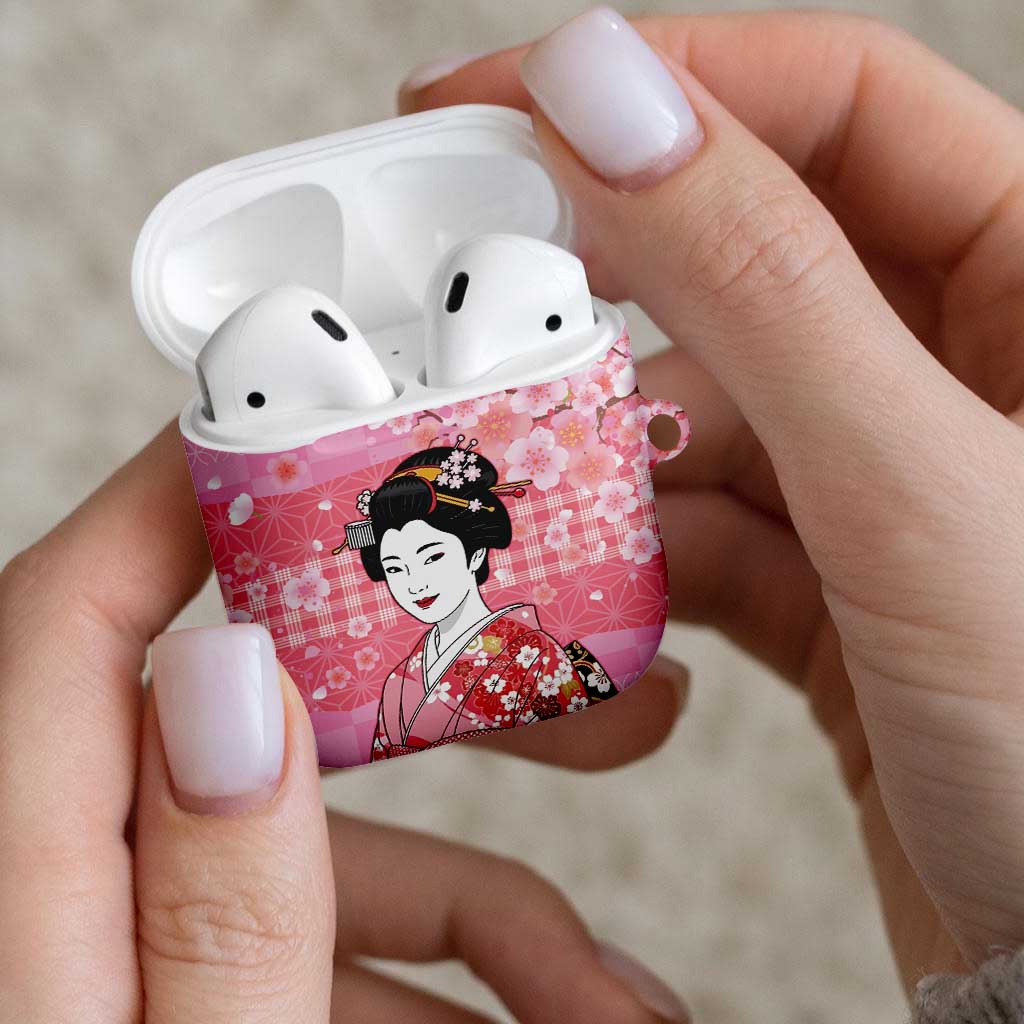 Japanese Geisha Cherry Blossom AirPods Case Pink Palaka Hawaii Pattern Fusion Design LT19 - Polynesian Pride
