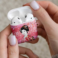 Japanese Geisha Cherry Blossom AirPods Case Pink Palaka Hawaii Pattern Fusion Design LT19 - Polynesian Pride