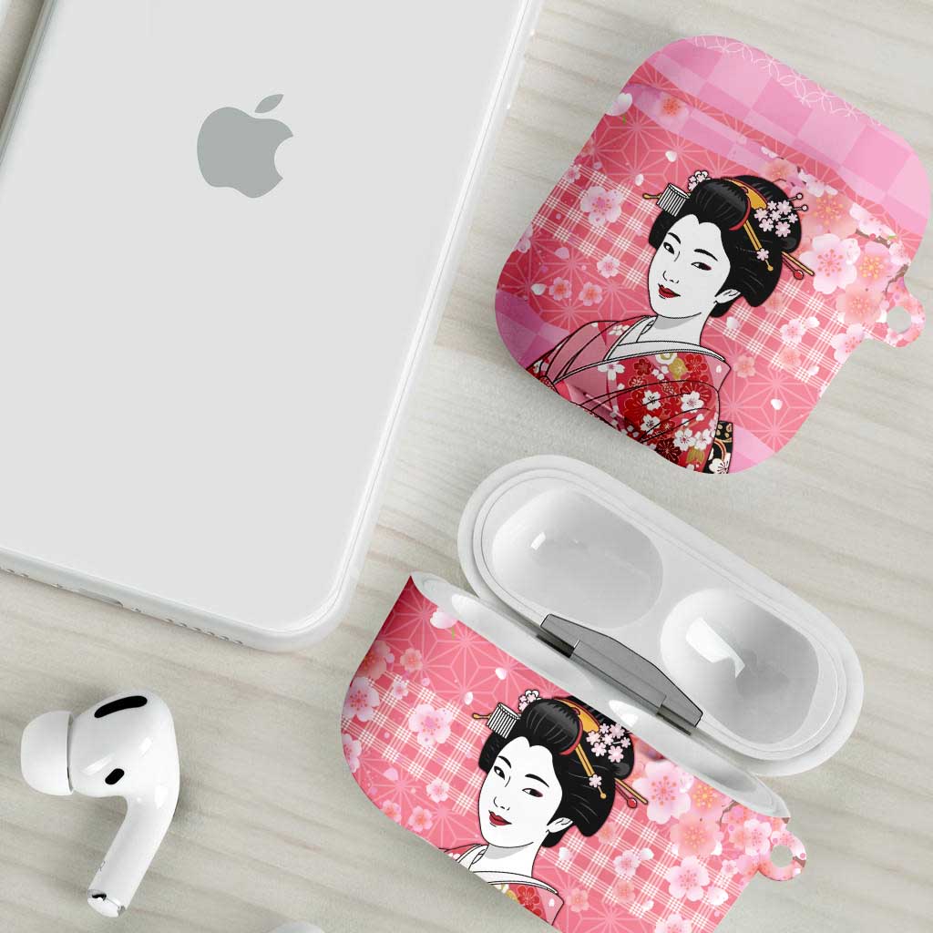 Japanese Geisha Cherry Blossom AirPods Case Pink Palaka Hawaii Pattern Fusion Design LT19 - Polynesian Pride