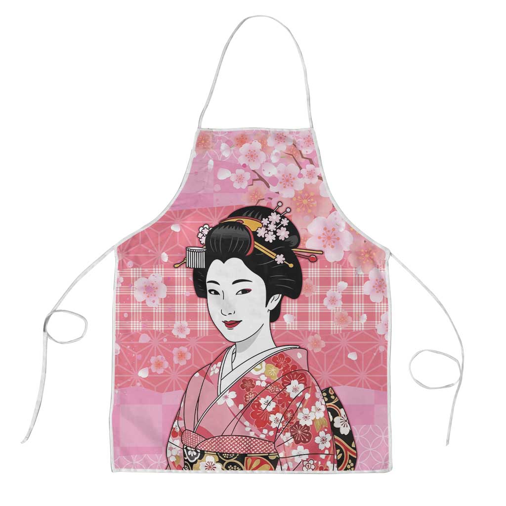 Japanese Geisha Cherry Blossom Apron Pink Palaka Hawaii Pattern Fusion Design LT19 Pink - Polynesian Pride